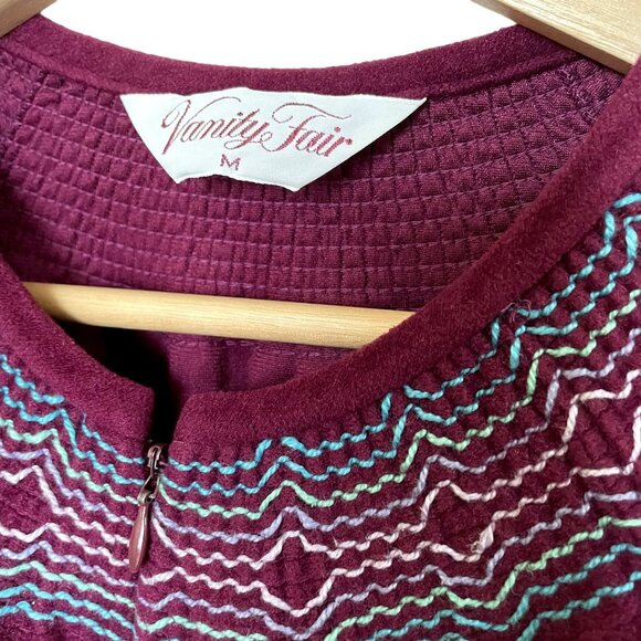 Womens Maxi Embroidered Robe Vanity Fair Vintage House Coat Embroidered Size M - Picture 5 of 8